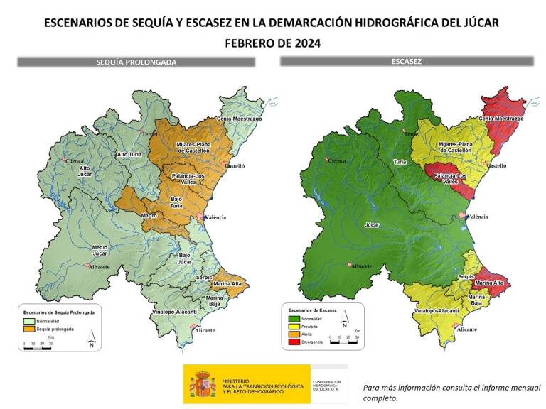 The Hydrographic Confederation of Xúquer decrees an alarm due to drought in the Marina Alta